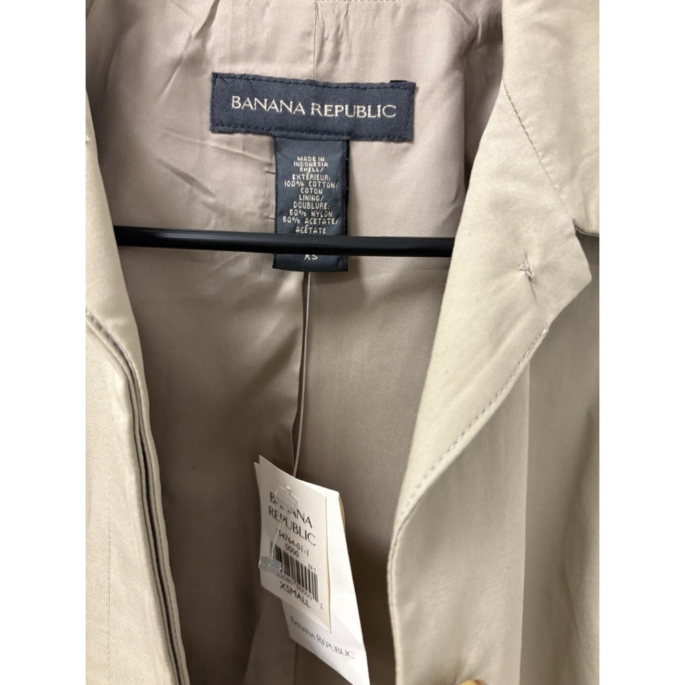 NWT Banana Republic Lightweight Khaki Trench Coat Sz XS Fits A Small - Picture 6 of 9